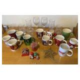 12+/- Christmas Mugs, 4 Goblets, 2 Tumblers,