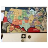 H.E. Harris & Co. State Series Quarters Map Board,