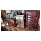 3 Standing Jewelry Boxes, 2 Jewelry Boxes,