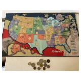 H.E. Harris & Co. State Series Quarters Map Board,