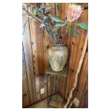 Metal Plant Stand, 2 Vases w/ Artificial