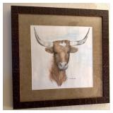 Framed/Matted Cow Art Piece