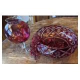 Ruby Cut to Clear Glass Bowl, Vintage Cranberry