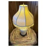 Vintage Table Lamp w/ Brocade Fringe Shade,