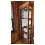 Light Wooden Curio Cabinet w/ Glass Side Doors &