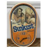 Vintage Plastic Sunkist Advertising Wall Clock