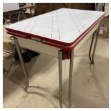Vintage Enamel Top Kitchen Table w/ 2 Pop Out