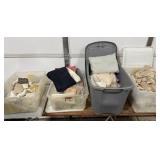 4 Totes of Doilies, Handkerchiefs, Linens,