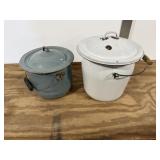 2 Enamelware Pots