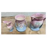 3 Vintage Hull Pottery Vases