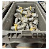 Small Plastic Tote Full of Elbow Hydraulic