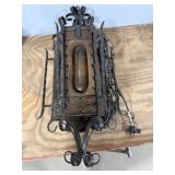 Spanish Revival Style Wrought Iron/Wood Pendant