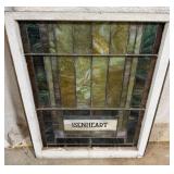 Wood Framed Stained Glass Window