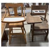 Wood School Desk, Wood Baby Highchair