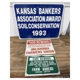 Kansas Bankers Metal Sign, Oklahoma Farmers Union