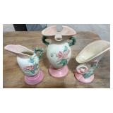 3 Vintage Hull Woodland Pattern Pottery Pieces