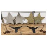 2 Metal Steer Heads, 4 Wooden Stars, 2 Cow Kickers