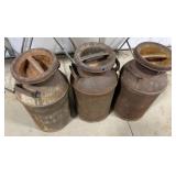 3 Vintage Metal Milk Cans