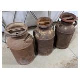 3 Vintage Metal Milk Cans