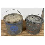 2 Vintage Galvanized Minnow Buckets