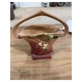 Vintage Roseville Pottery Snowberry Handled Basket