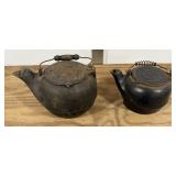 2 Vintage Cast Iron Tea Pots
