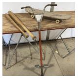 Vintage Wooden Skateboard, 2 Wooden Bats, Vintage