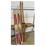 Vintage Wood Snow Skis, Vintage Sea King Water
