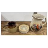 2 Crock Pitchers, 1 Crock Dish