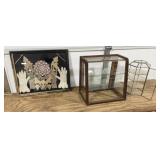 Crocheted Gloves in Frame, 2 Display Cases