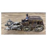 Vintage Cast Iron Horse w/ Carriage & Driver