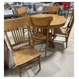Vintage Round Dining Table w/ 5 Matching Chairs