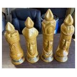 4 Vintage Old Crow Whiskey Chess Decanters