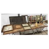 Wooden Train, Picture Frames, Ashtrays, Vase,