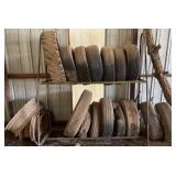 Metal Rack, 15+/- Various Sized Tires, 4 Rims