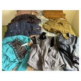 2 Size Large Vests, 6+/- Jackets (Sizes S, M, L)