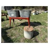 Double wash basin on wheels, small feeder
