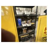 5-shelf plastic storage shelf with contents