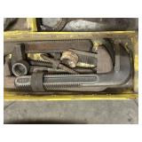 pipe wrench jaws, chain hook, screwdriver