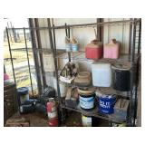 metal shelves (2) and contents