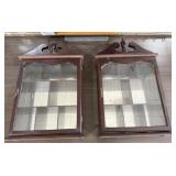 2 Vintage Wooden Wall Display Case Curio Cabinets