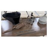 Coal Scuttle Bucket, Shovel, Light Fixture Cage,