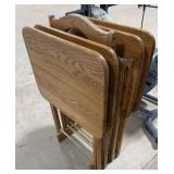 4 Wooden Folding TV Trays w/ Stand