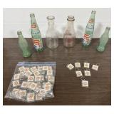 7UP Keychains, 2 Dr Pepper Bottles, 2 Coca-Cola