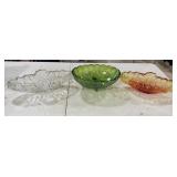 Iridescent Glass Footed Fruit Bowl, 2 Glass