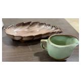 Frankoma Leaf Shaped Candy Dish, Frankoma Creamer