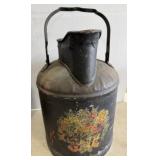 Vintage Steel Milk Can w/ Painted Floral Design