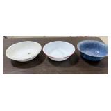 3 Enamelware Wash Basins