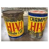 2 Champlin HI-V-I Motor Oil Cans (Full)