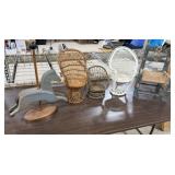 3 Wicker Doll Chairs, Wooden Doll Chair, Wooden